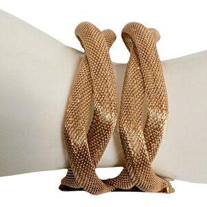 DOUBLE TWISTED GOLD BRACELET BANGLE ADJUSTABLE SIZE NWOT